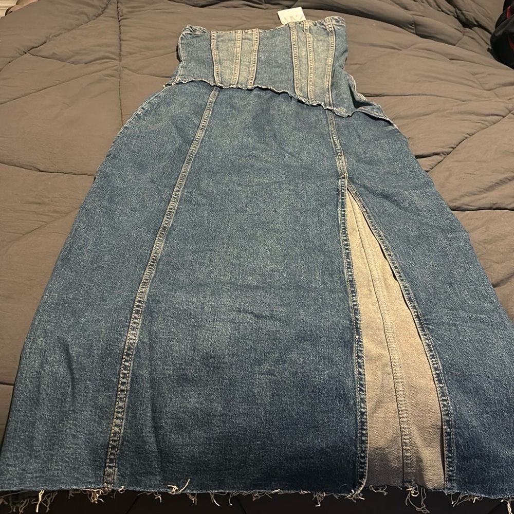 Zara strapless denim dress size medium